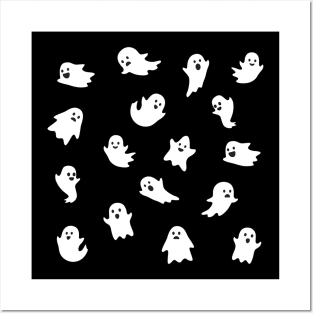 Cute ghosts Halloween pattern Posters and Art